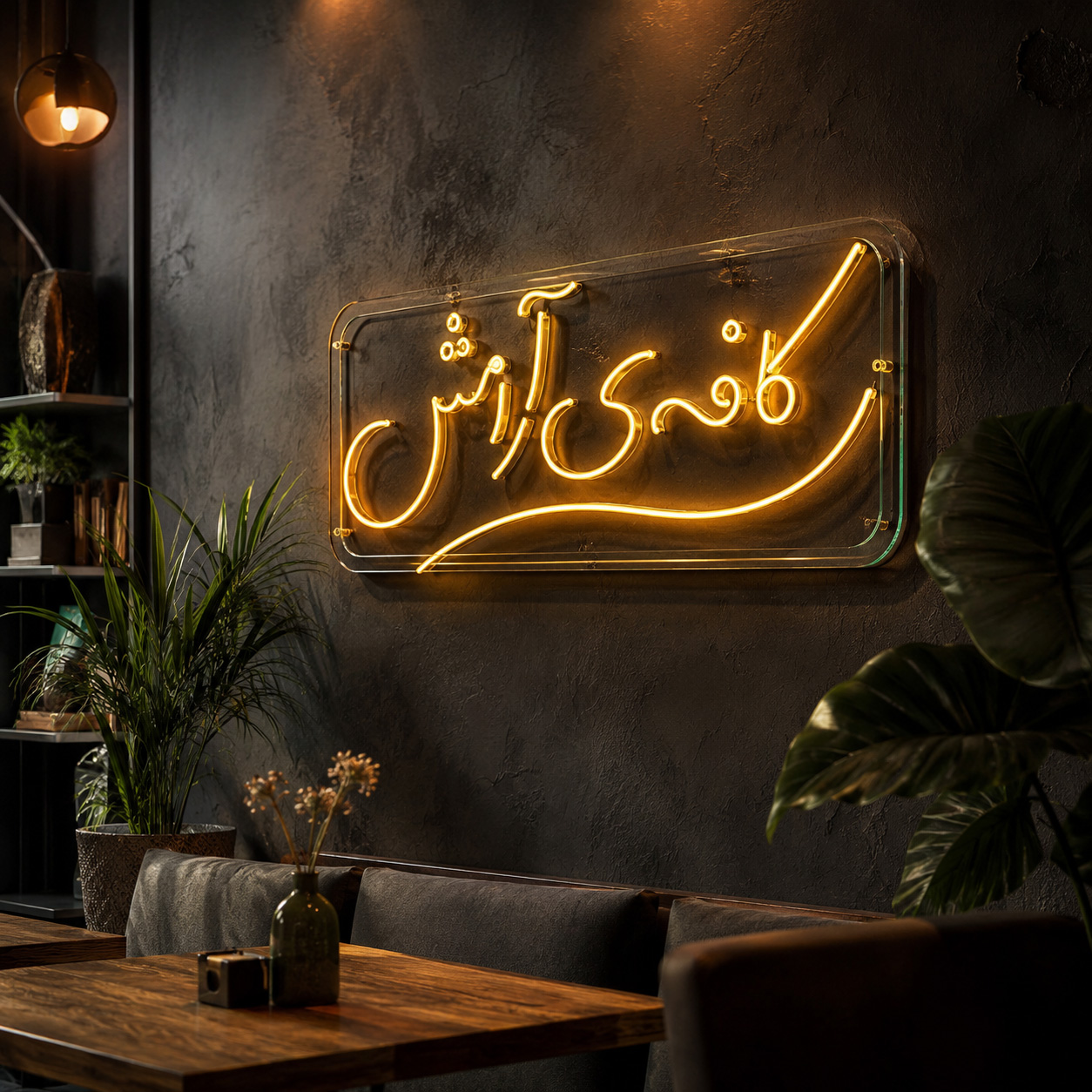 تابلو نئون شیشه‌ای